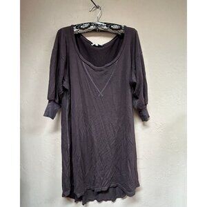 Clary Sage Organics Women's 3/4 Puff Sleeve Tunic Top Large Brown Cotton Casual